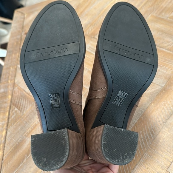 Franco Sarto Odette Suede Leather Almond Toe Block Heel Ankle Boot Bootie - Picture 7 of 8